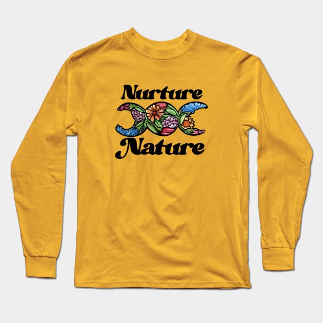 Nurture Nature Triple Moon Symbol Long Sleeve T-Shirt by bubbsnugg